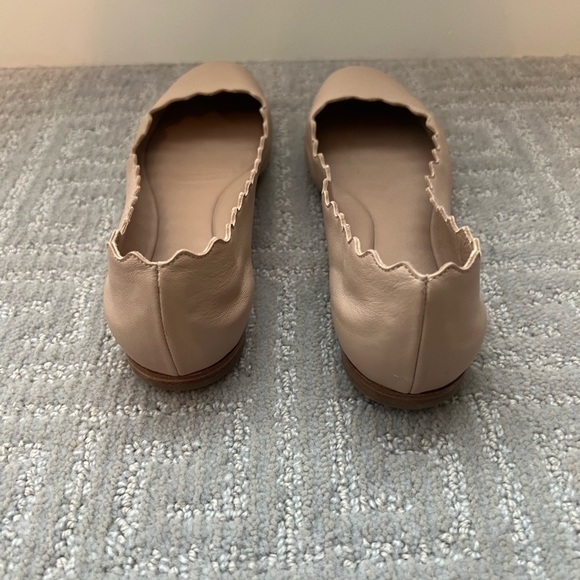 Chloé Lauren Scalloped Ballet Flats - Pink Tea Leather Size 36 - Picture 2 of 5
